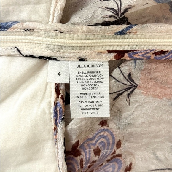 NWOT Ulla Johnson Puff-Sleeve Ruffle Peplum Silk-Blend Fannie Floral Top - Picture 7 of 7